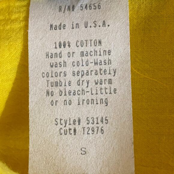 Vtg 80s 90s Two Potato Button Down Tie Back Short Sleeve Maxi Dress S Yellow NOS - Picture 16 of 16